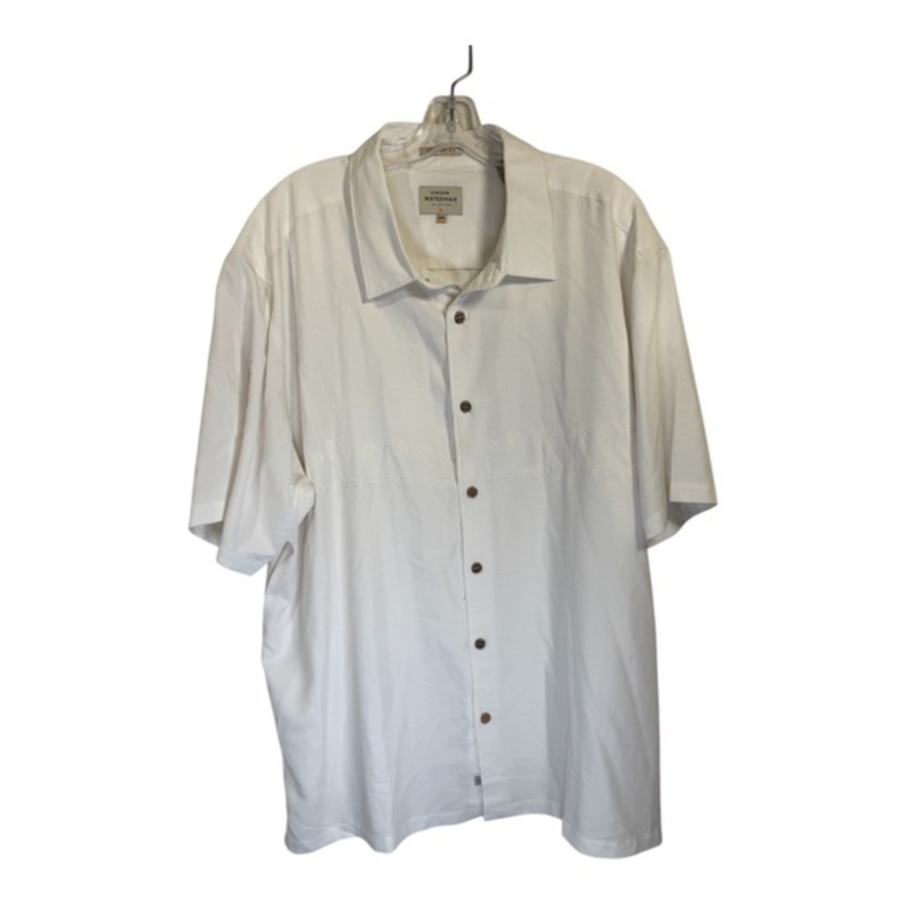 Quiksilver Waterman Shirt Mens Size XXL White Modal Textured Beach Vacation